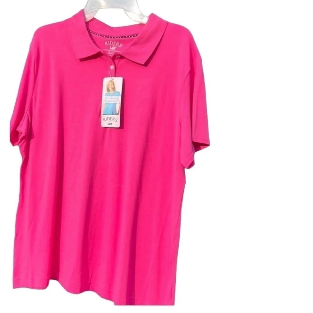 Pink cotton polo shirt , spandex, LEE RIDERS,Vtg ,NWT,athleisure,stretchy,EC